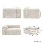 Black / Beige / Light Brown Corduroy L-Shaped Sectional Sofa with Ottoman, With/Without Arms, 5-Seat