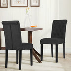 Charcoal / Grey / Beige Button Tufted Dining Chair, Set of 2