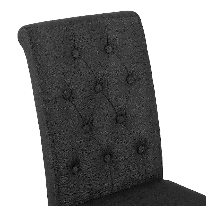 Charcoal / Grey / Beige Button Tufted Dining Chair, Set of 2