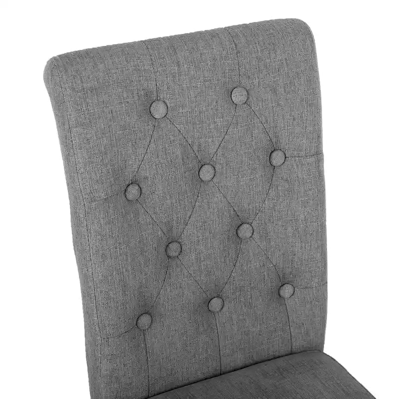 Charcoal / Grey / Beige Button Tufted Dining Chair, Set of 2