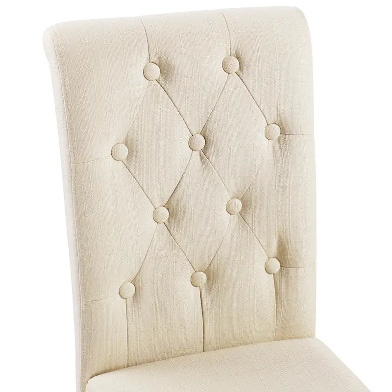 Charcoal / Grey / Beige Button Tufted Dining Chair, Set of 2