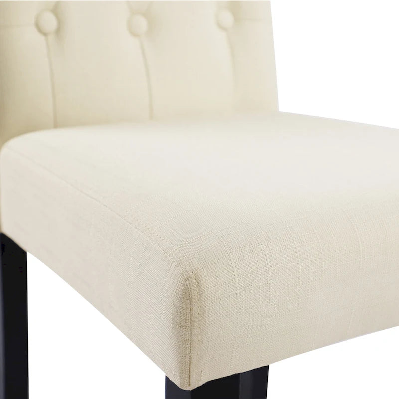 Charcoal / Grey / Beige Button Tufted Dining Chair, Set of 2