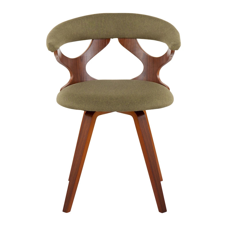 Mid-Century Modern Accent Chair, Orange or Green/Walnut, Single Seat