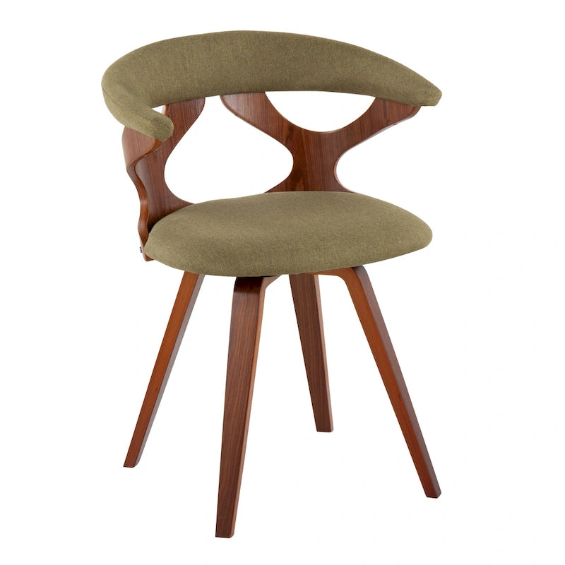 Mid-Century Modern Accent Chair, Orange or Green/Walnut, Single Seat