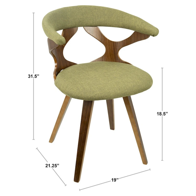 Mid-Century Modern Accent Chair, Orange or Green/Walnut, Single Seat