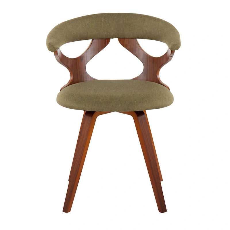 Mid-Century Modern Accent Chair, Orange or Green/Walnut, Single Seat