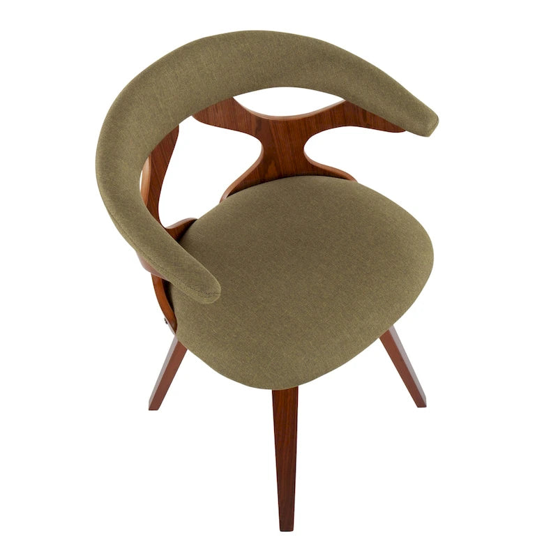 Mid-Century Modern Accent Chair, Orange or Green/Walnut, Single Seat