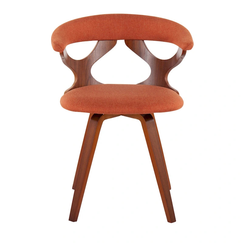 Mid-Century Modern Accent Chair, Orange or Green/Walnut, Single Seat