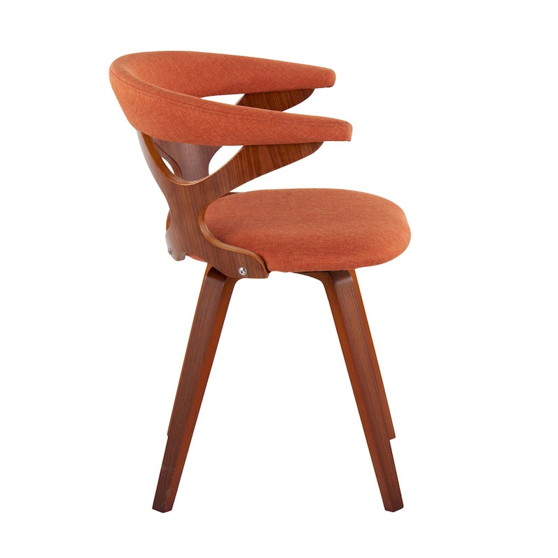 Mid-Century Modern Accent Chair, Orange or Green/Walnut, Single Seat