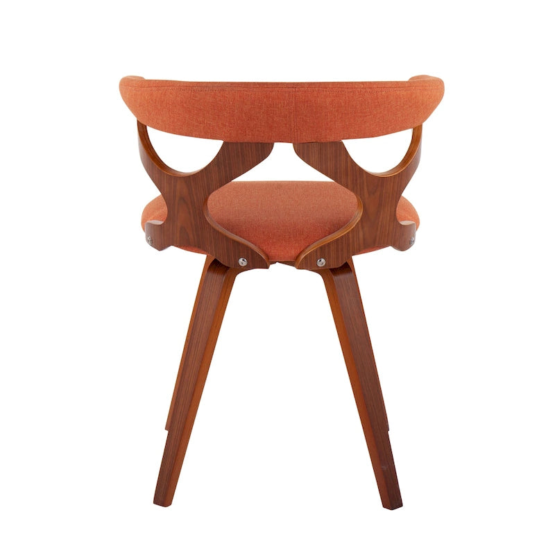 Mid-Century Modern Accent Chair, Orange or Green/Walnut, Single Seat