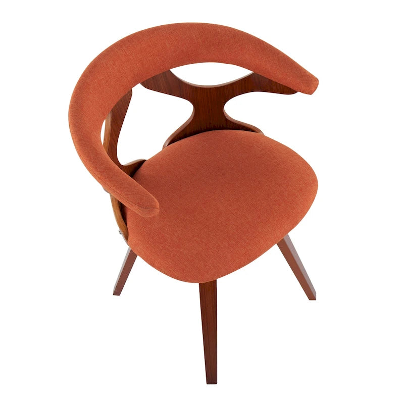 Mid-Century Modern Accent Chair, Orange or Green/Walnut, Single Seat