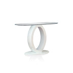 Black / White Modern O-Shaped Base Sofa Table, Tempered Glass Top, 1-Piece