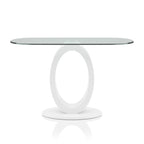 Black / White Modern O-Shaped Base Sofa Table, Tempered Glass Top, 1-Piece