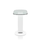 Black / White Modern O-Shaped Base Sofa Table, Tempered Glass Top, 1-Piece