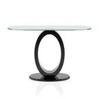 Black / White Modern O-Shaped Base Sofa Table, Tempered Glass Top, 1-Piece