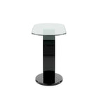 Black / White Modern O-Shaped Base Sofa Table, Tempered Glass Top, 1-Piece