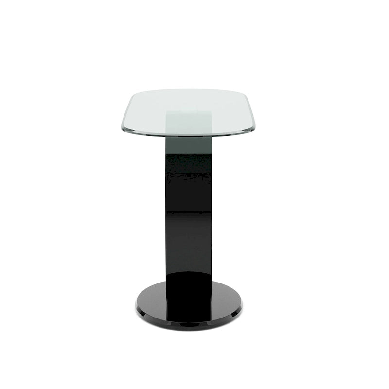 Black / White Modern O-Shaped Base Sofa Table, Tempered Glass Top, 1-Piece