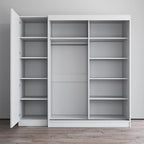 Gray / Black / White 2-Door Wardrobe Armoire with Mirror, Glass Front, 1-Person