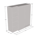 Gray / Black / White 2-Door Wardrobe Armoire with Mirror, Glass Front, 1-Person