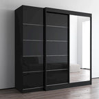 Gray / Black / White 2-Door Wardrobe Armoire with Mirror, Glass Front, 1-Person