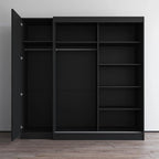 Gray / Black / White 2-Door Wardrobe Armoire with Mirror, Glass Front, 1-Person