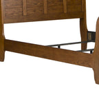 Aged Oak Queen Sleigh Bed for 2, Wood Frame
