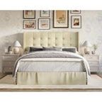 Velvet Tufted Wingback Platform Bed – Beige/Blue/Silver Grey/Black, Twin/Full/Queen/King
