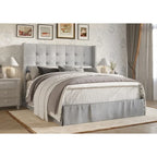 Velvet Tufted Wingback Platform Bed – Beige/Blue/Silver Grey/Black, Twin/Full/Queen/King