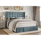Velvet Tufted Wingback Platform Bed – Beige/Blue/Silver Grey/Black, Twin/Full/Queen/King