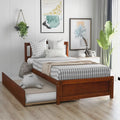 Twin Platform Bed Frame with Trundle – Gray / Walnut / Espresso / White, Sleeps 1+1