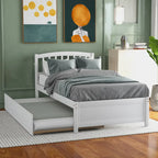 Twin Platform Bed Frame with Trundle – Gray / Walnut / Espresso / White, Sleeps 1+1