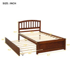 Twin Platform Bed Frame with Trundle – Gray / Walnut / Espresso / White, Sleeps 1+1