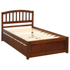 Twin Platform Bed Frame with Trundle – Gray / Walnut / Espresso / White, Sleeps 1+1