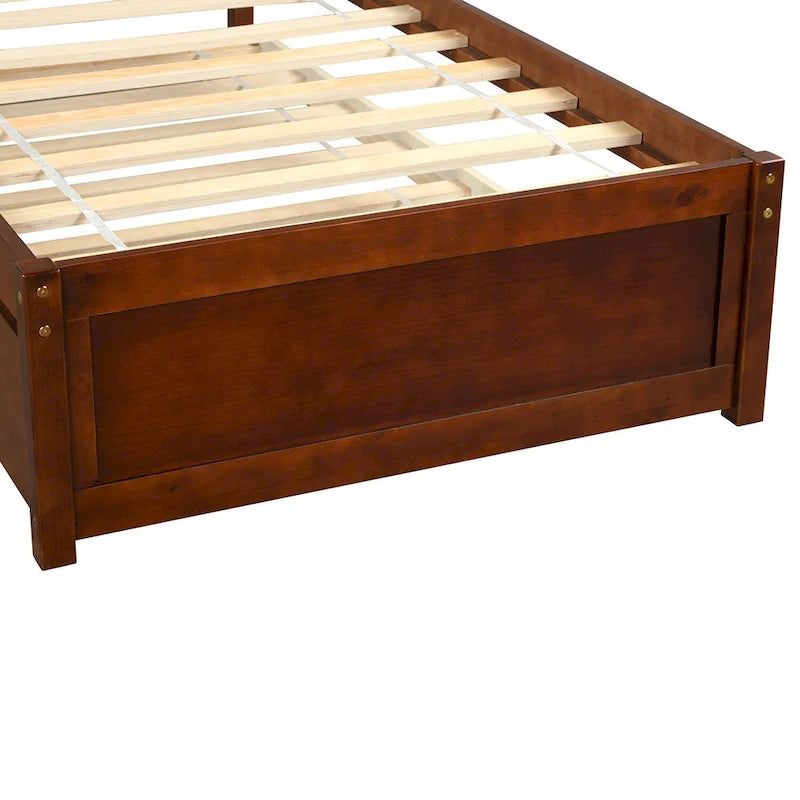 Twin Platform Bed Frame with Trundle – Gray / Walnut / Espresso / White, Sleeps 1+1