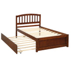 Twin Platform Bed Frame with Trundle – Gray / Walnut / Espresso / White, Sleeps 1+1