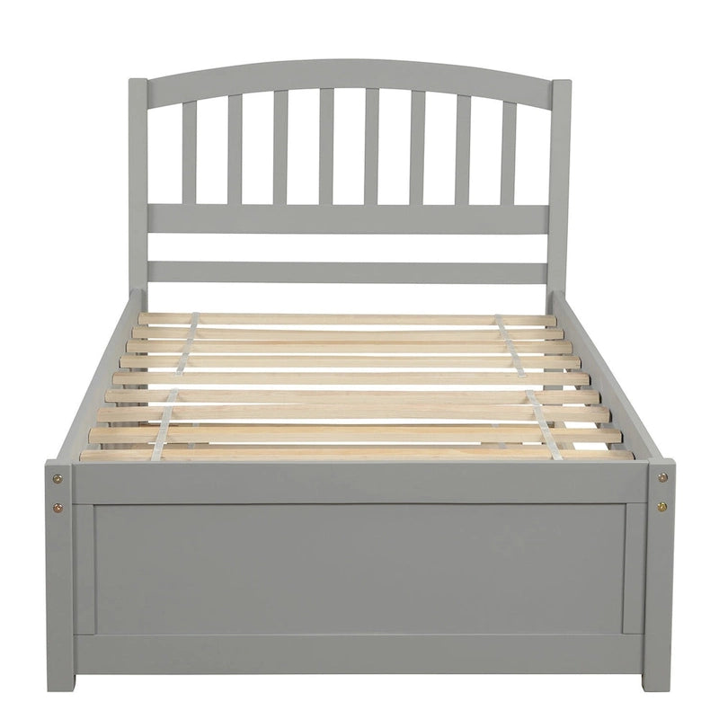 Twin Platform Bed Frame with Trundle – Gray / Walnut / Espresso / White, Sleeps 1+1