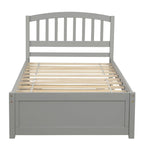 Twin Platform Bed Frame with Trundle – Gray / Walnut / Espresso / White, Sleeps 1+1