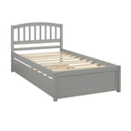 Twin Platform Bed Frame with Trundle – Gray / Walnut / Espresso / White, Sleeps 1+1