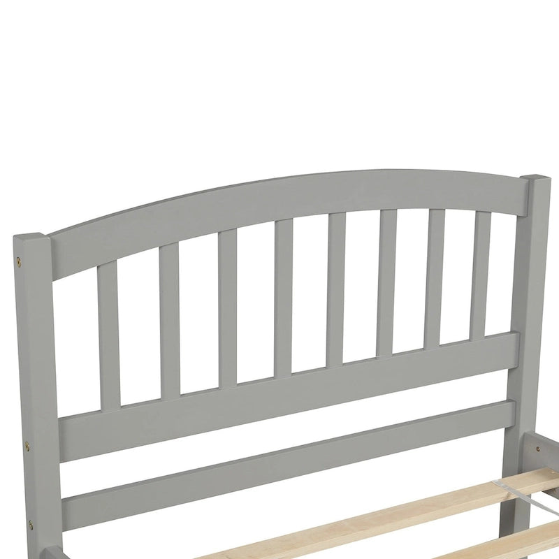 Twin Platform Bed Frame with Trundle – Gray / Walnut / Espresso / White, Sleeps 1+1