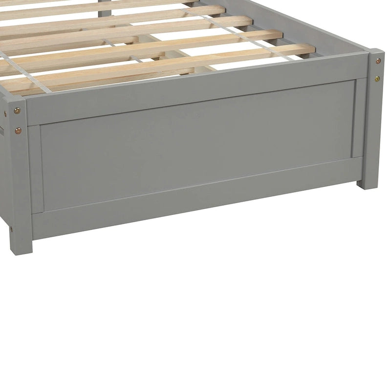 Twin Platform Bed Frame with Trundle – Gray / Walnut / Espresso / White, Sleeps 1+1