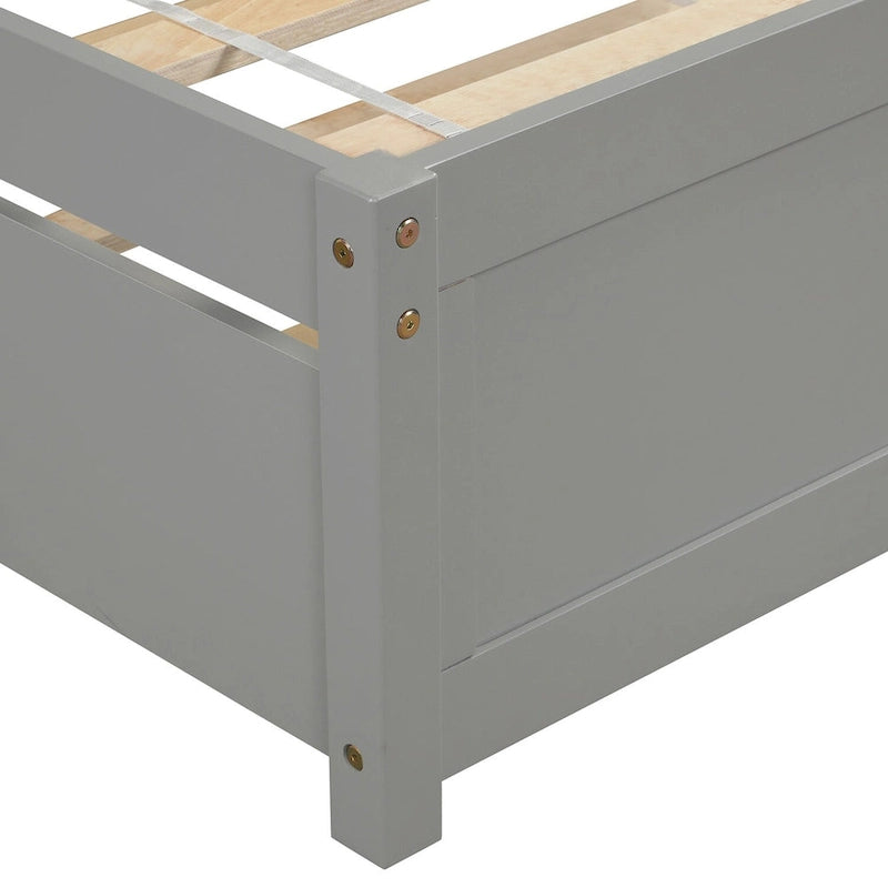 Twin Platform Bed Frame with Trundle – Gray / Walnut / Espresso / White, Sleeps 1+1