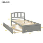 Twin Platform Bed Frame with Trundle – Gray / Walnut / Espresso / White, Sleeps 1+1