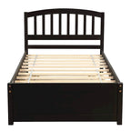Twin Platform Bed Frame with Trundle – Gray / Walnut / Espresso / White, Sleeps 1+1