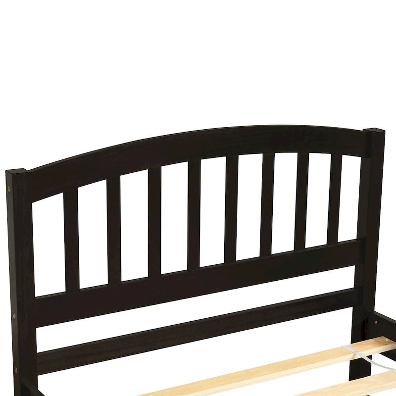 Twin Platform Bed Frame with Trundle – Gray / Walnut / Espresso / White, Sleeps 1+1
