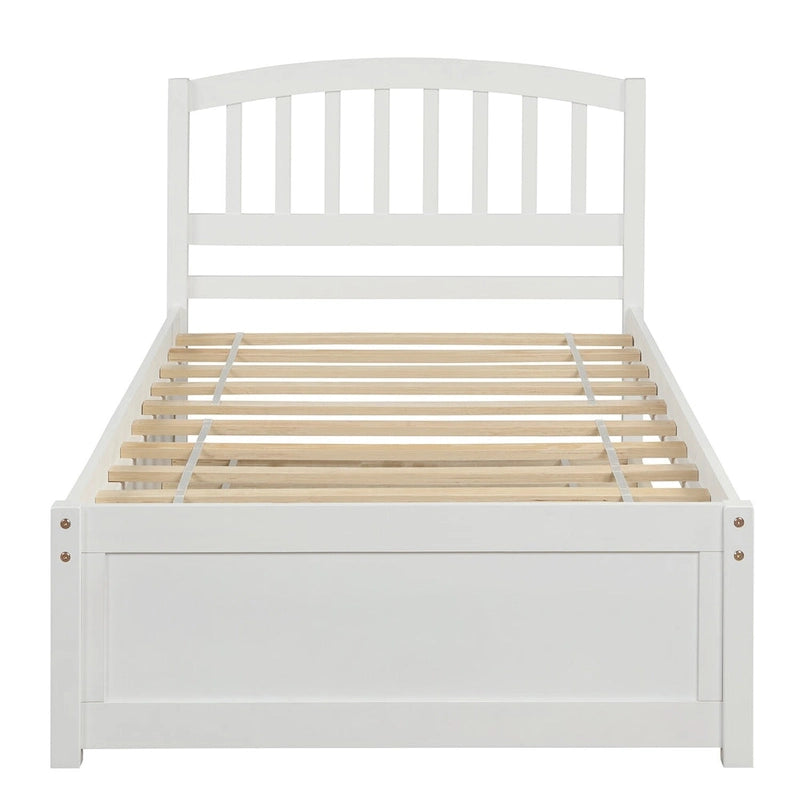 Twin Platform Bed Frame with Trundle – Gray / Walnut / Espresso / White, Sleeps 1+1