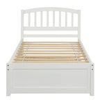 Twin Platform Bed Frame with Trundle – Gray / Walnut / Espresso / White, Sleeps 1+1