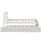 Twin Platform Bed Frame with Trundle – Gray / Walnut / Espresso / White, Sleeps 1+1