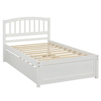 Twin Platform Bed Frame with Trundle – Gray / Walnut / Espresso / White, Sleeps 1+1