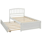 Twin Platform Bed Frame with Trundle – Gray / Walnut / Espresso / White, Sleeps 1+1