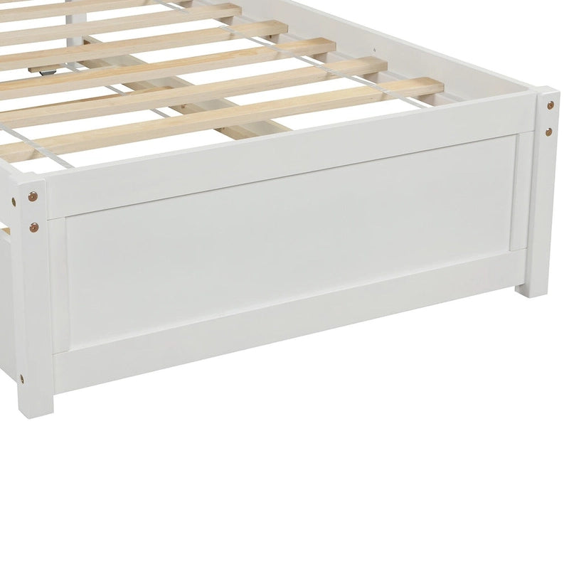 Twin Platform Bed Frame with Trundle – Gray / Walnut / Espresso / White, Sleeps 1+1
